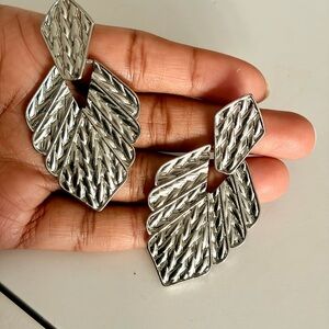 Elegant Chunky Silver Geometric Earrings